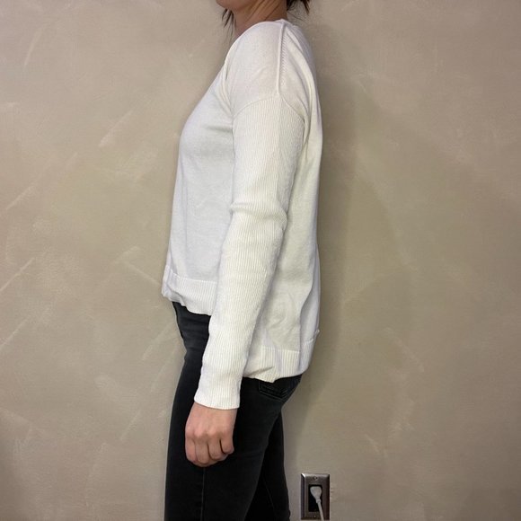 Athleta Open-back Crewneck Sweater White Soft in Size Small - Picture 4 of 7
